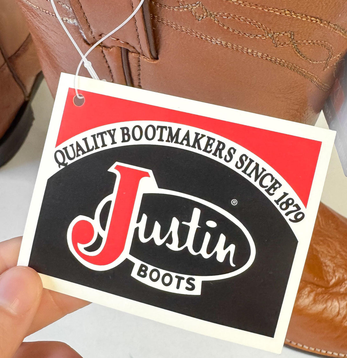 Deadstock Vintage Justin Smooth Ostrich Roper Brown Leather Western Cowboy Boots, Men's Sz. 10D