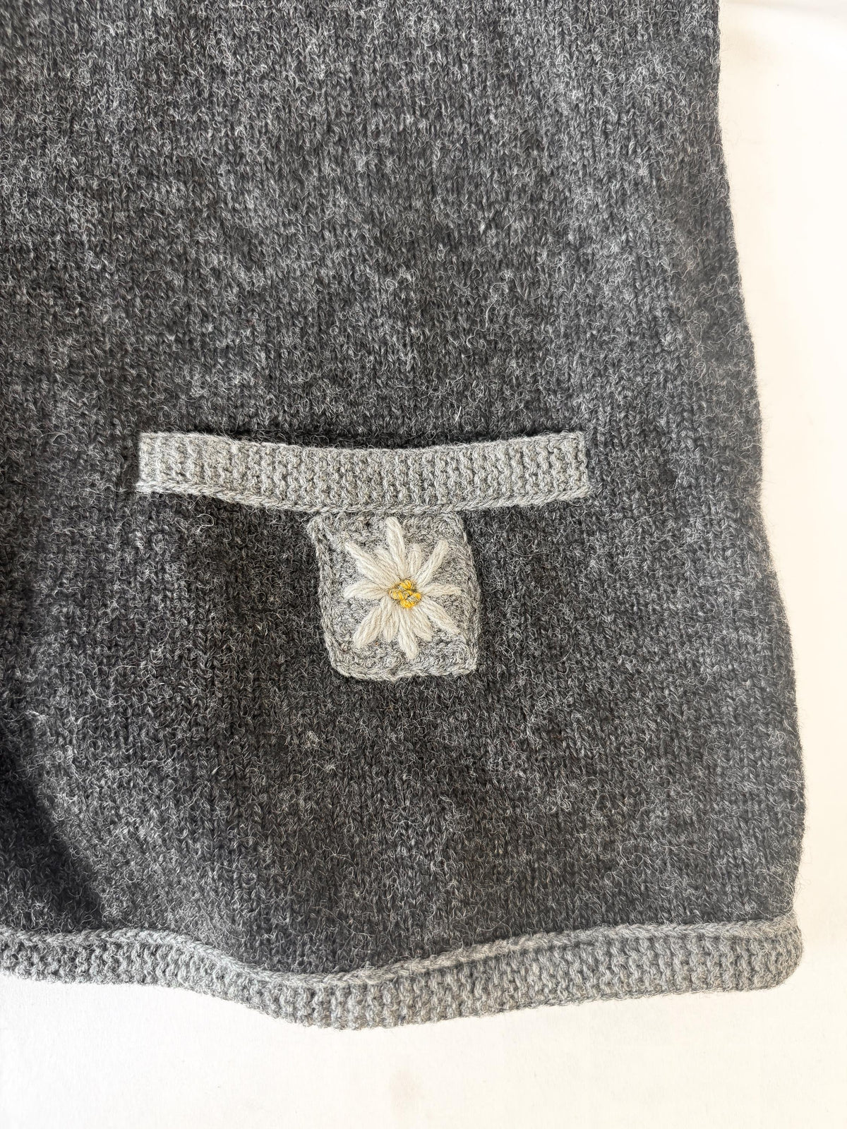 Vintage Lanamoden Gray Floral Pure Wool Cardigan Sweater, Approx. Women's Sz. M