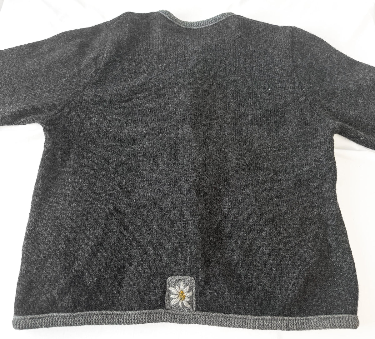 Vintage Lanamoden Gray Floral Pure Wool Cardigan Sweater, Approx. Women's Sz. M