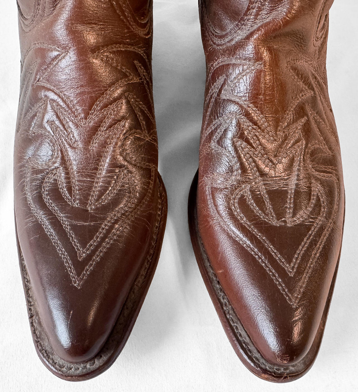 Vintage Texas Imperial Boot Co. Cognac Dark Brown Leather Western Cowboy Boots, Women's Sz, 8A