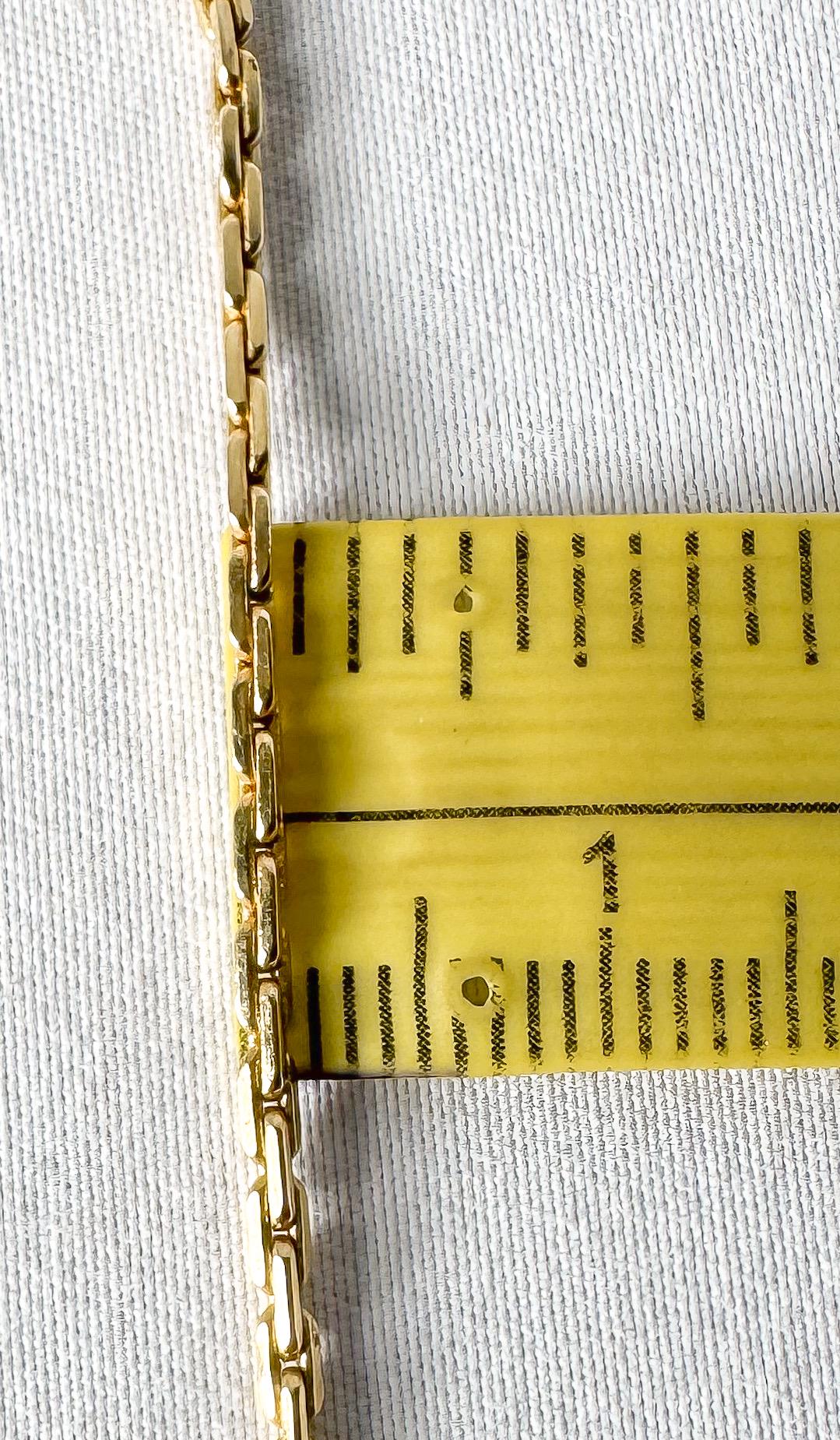 Vintage 14K Yellow Gold Diamond Elongated Geometric Box Chain Fixed Lariat 19 Inch Necklace