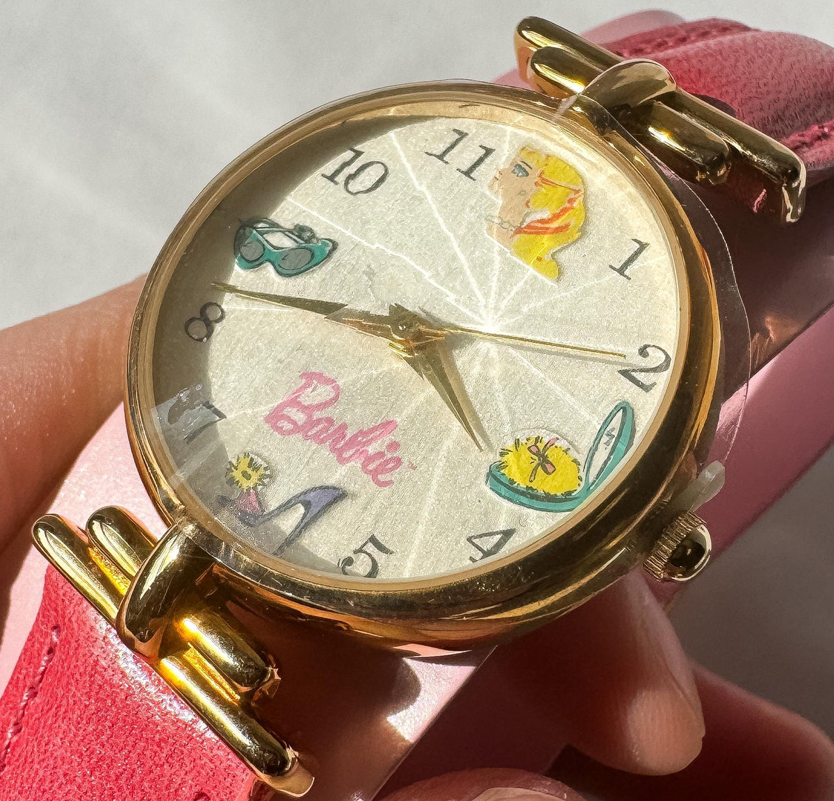 Vintage 1994 Deadstock Fossil Barbie 35th Anniversary Wrist Watch with Matching Scarf, Original Box and Tags