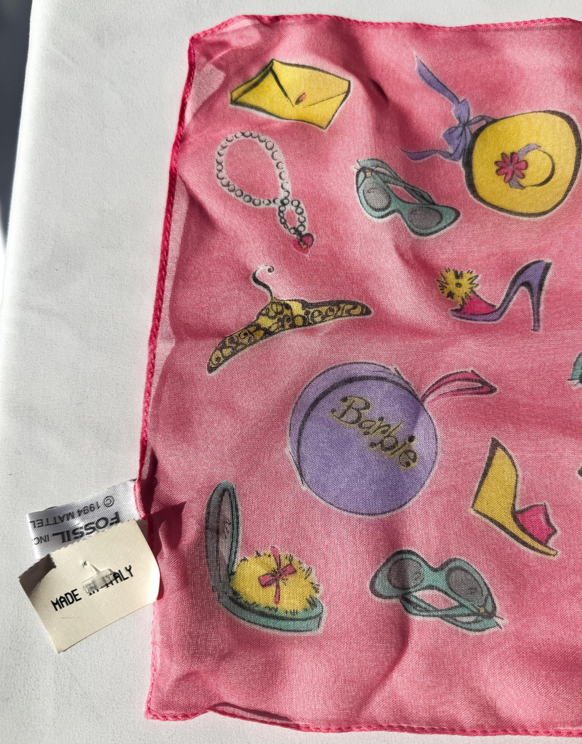 Vintage 1994 Deadstock Fossil Barbie 35th Anniversary Wrist Watch with Matching Scarf, Original Box and Tags
