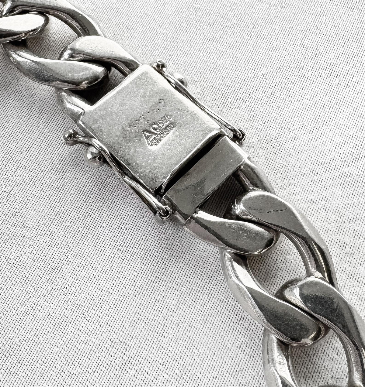 Vintage 925 Sterling Silver AC Guerrero Taxco Mexico Heavy Cuban Link Chain 9 Inch Unisex Bracelet