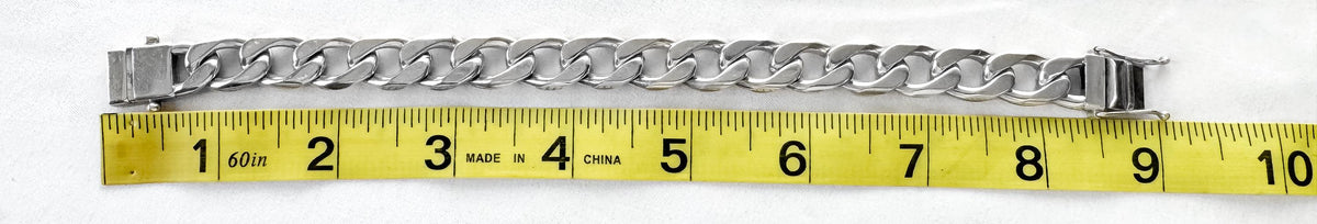Vintage 925 Sterling Silver AC Guerrero Taxco Mexico Heavy Cuban Link Chain 9 Inch Unisex Bracelet