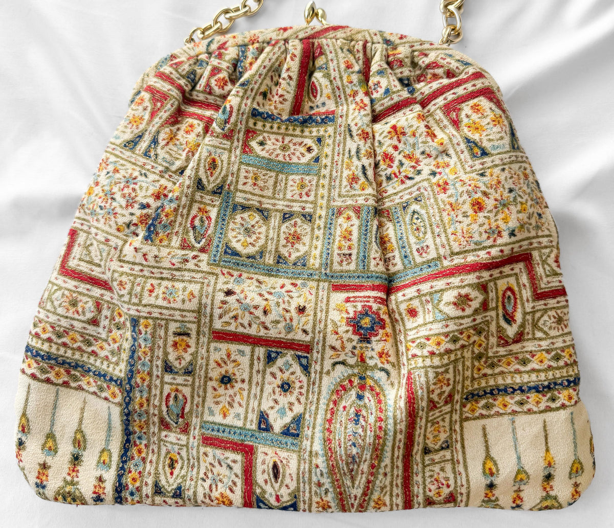 Vintage 50s/60s Ingber Tapestry Persian Style Panel Motif Kiss Lock Clutch Evening Bag