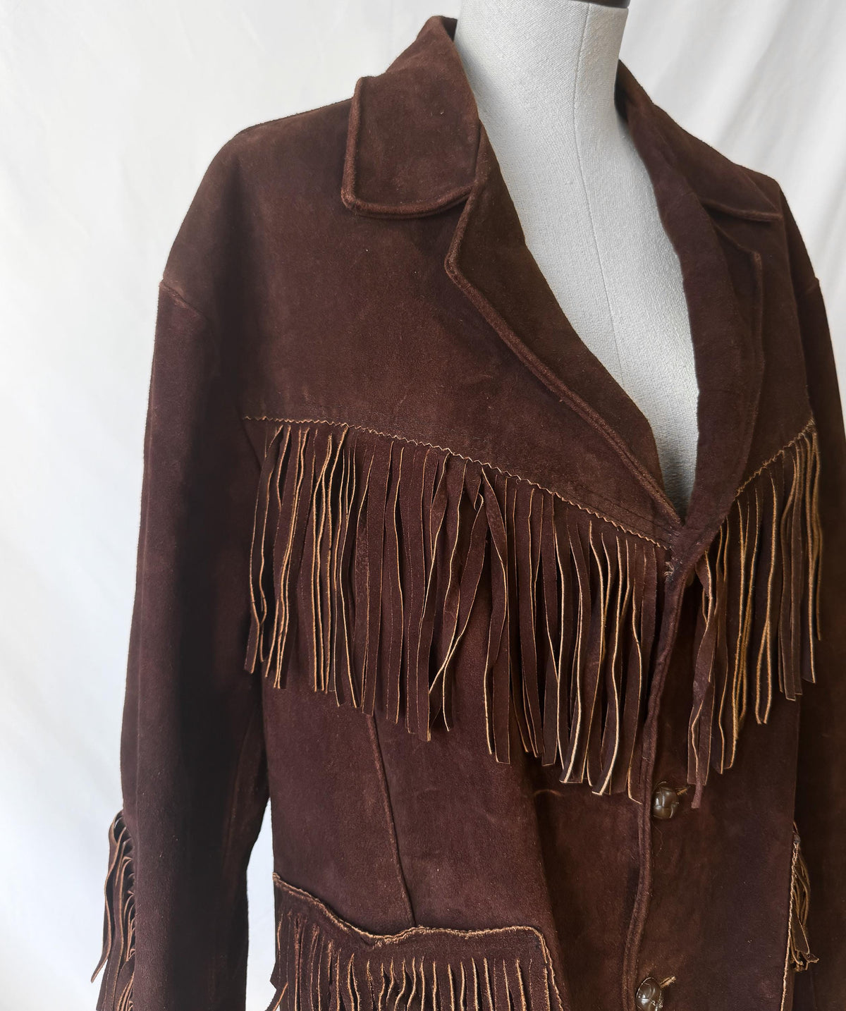 Vintage Made in Mexico Chocolate Brown Fringe Suede Leather Unisex Jacket, Approx. Men's Sz. M/L