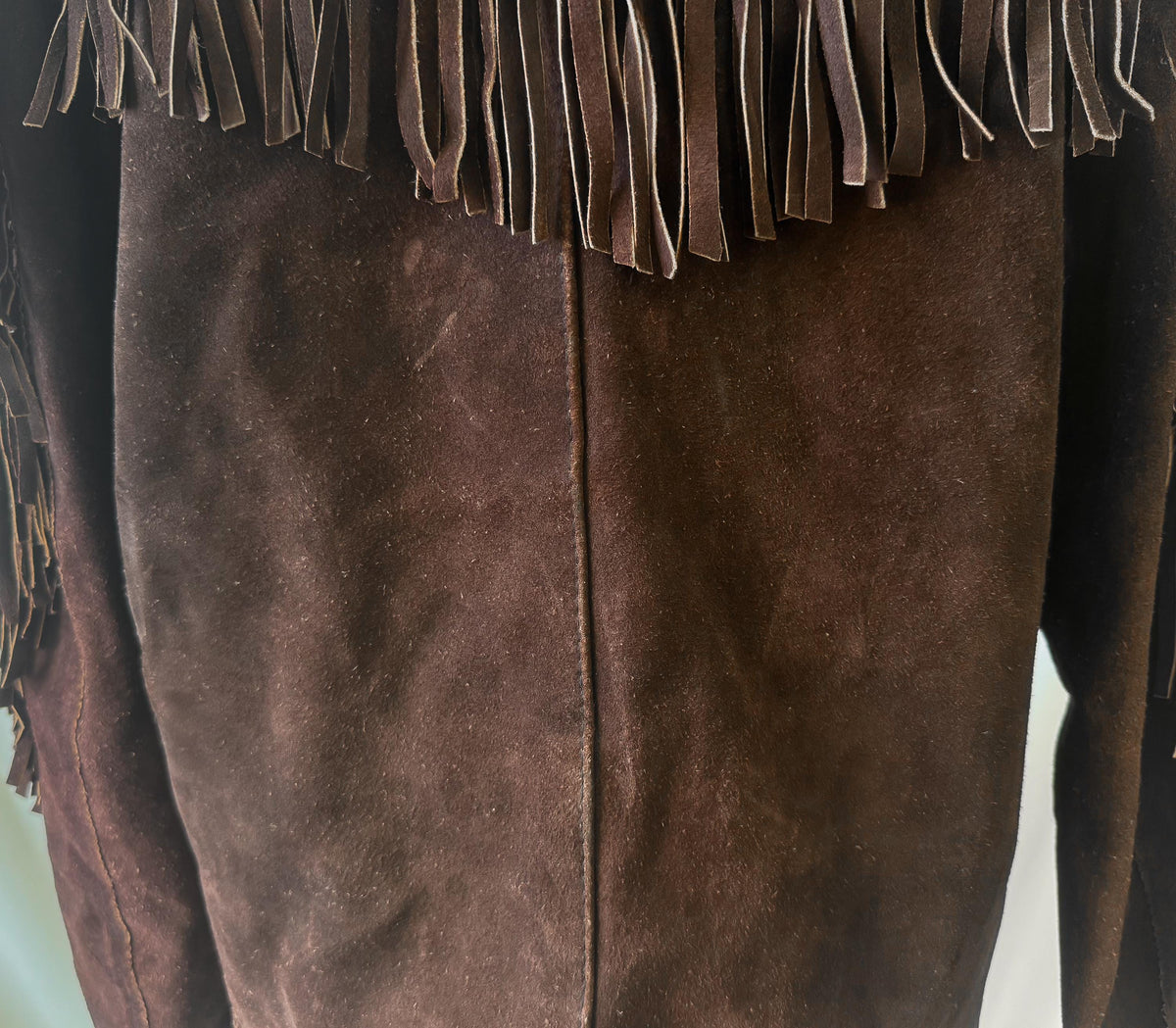 Vintage Made in Mexico Chocolate Brown Fringe Suede Leather Unisex Jacket, Approx. Men's Sz. M/L
