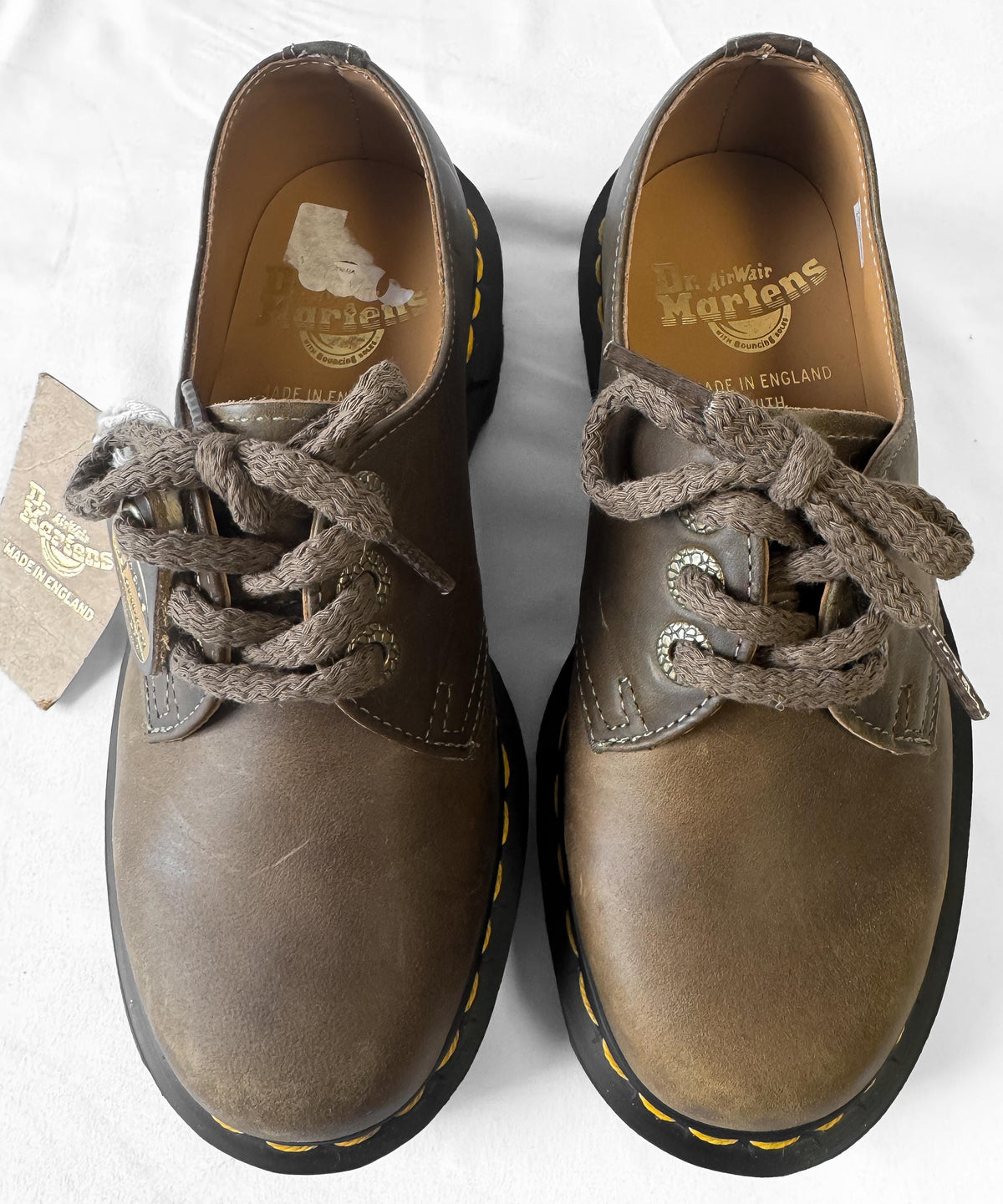 Vintage Style NWT Dr. Martens 1461 Made in England Brown Leather Lace Up Loafers, Sz. Approx. Women's 6