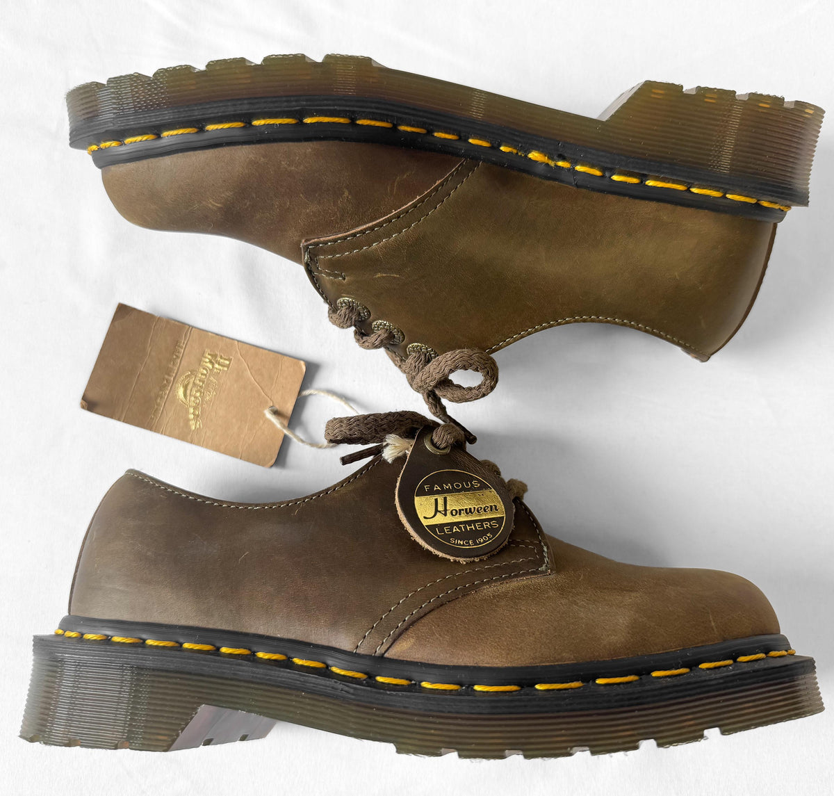 Vintage Style NWT Dr. Martens 1461 Made in England Brown Leather Lace Up Loafers, Sz. Approx. Women's 6