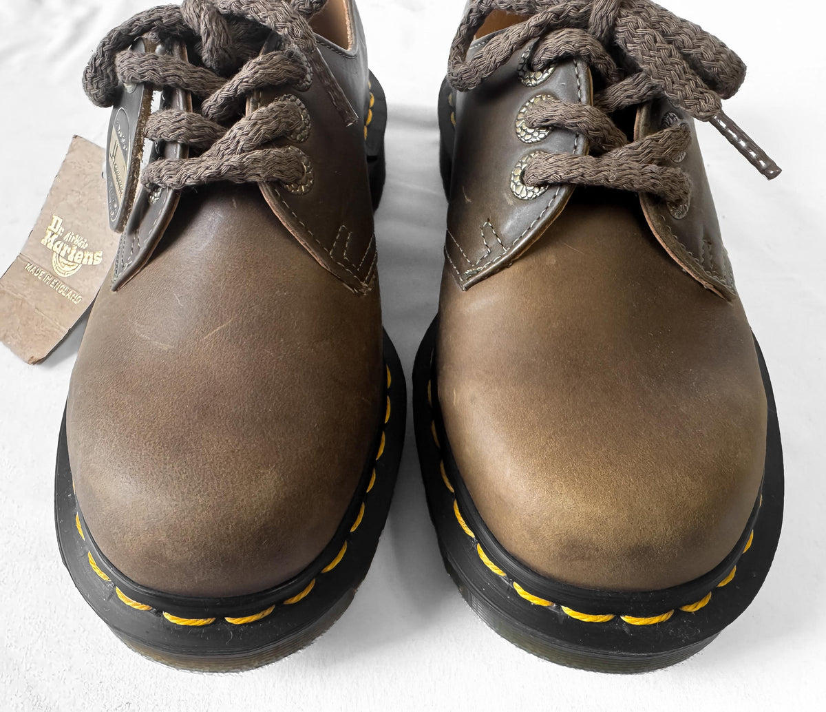 Vintage Style NWT Dr. Martens 1461 Made in England Brown Leather Lace Up Loafers, Sz. Approx. Women's 6