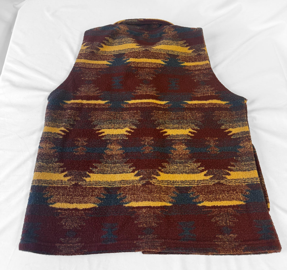 Vintage Bear Ridge Warm Tone Aztec Southwest Print Fleece Vest, Women's Sz. XL