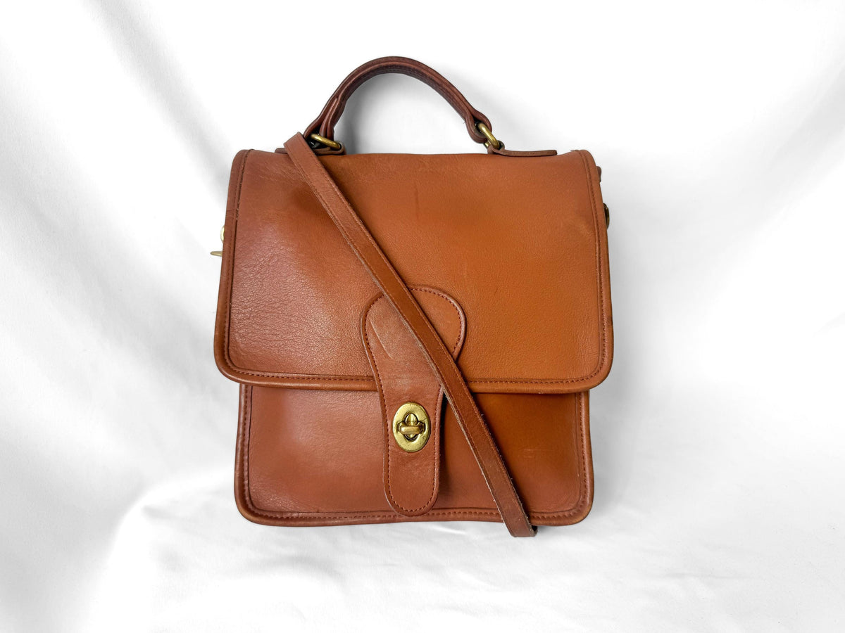 Vintage Coach Station Bag British Tan Brown Top Handle Crossbody Bag, Style 5130