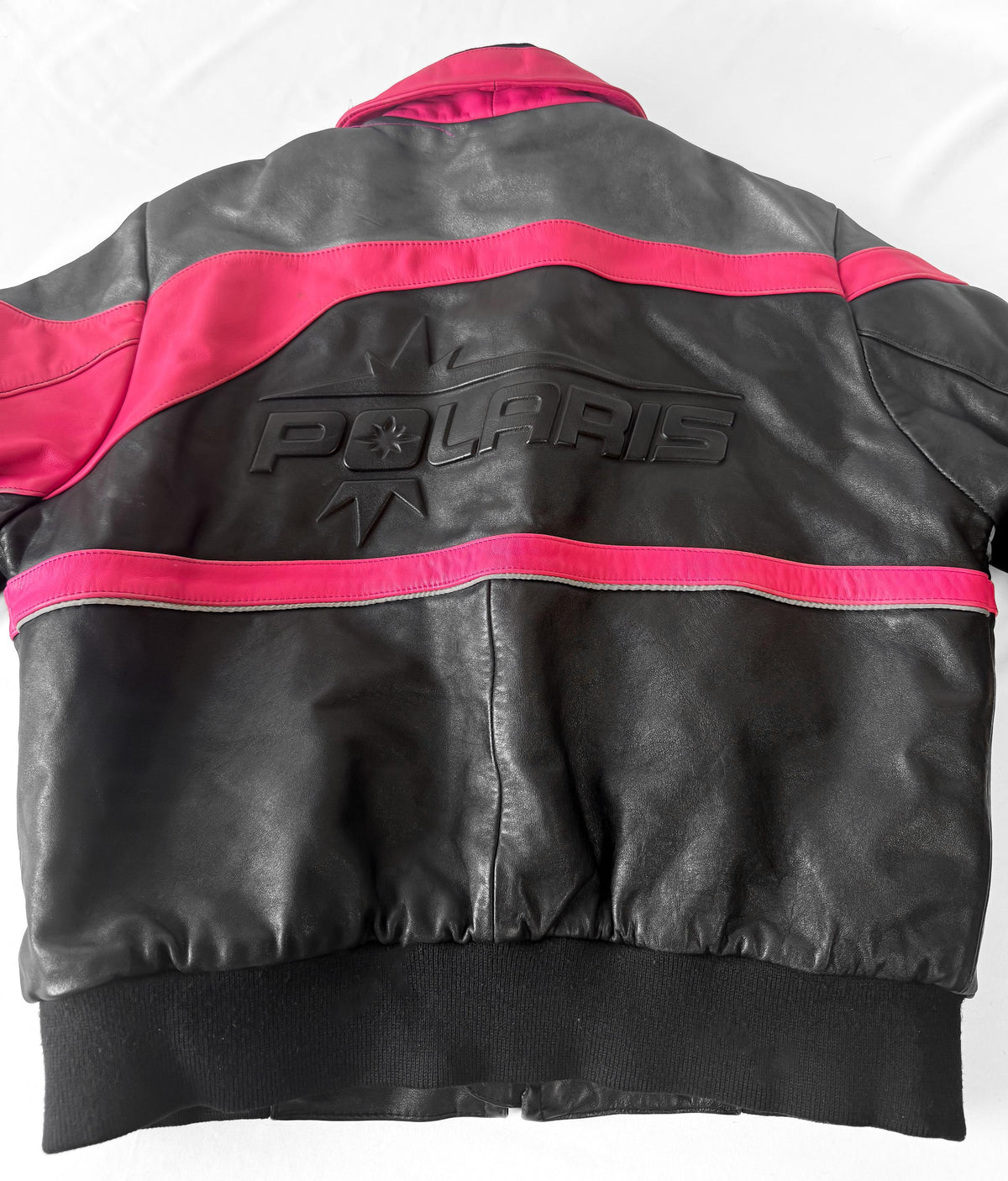 Vintage 90s Polaris Hein Gericke Pink Blue Black Leather Bomber Jacket, Approx. Men's Sz. S/M, 90s Streetwear Style Retro Leather Jacket