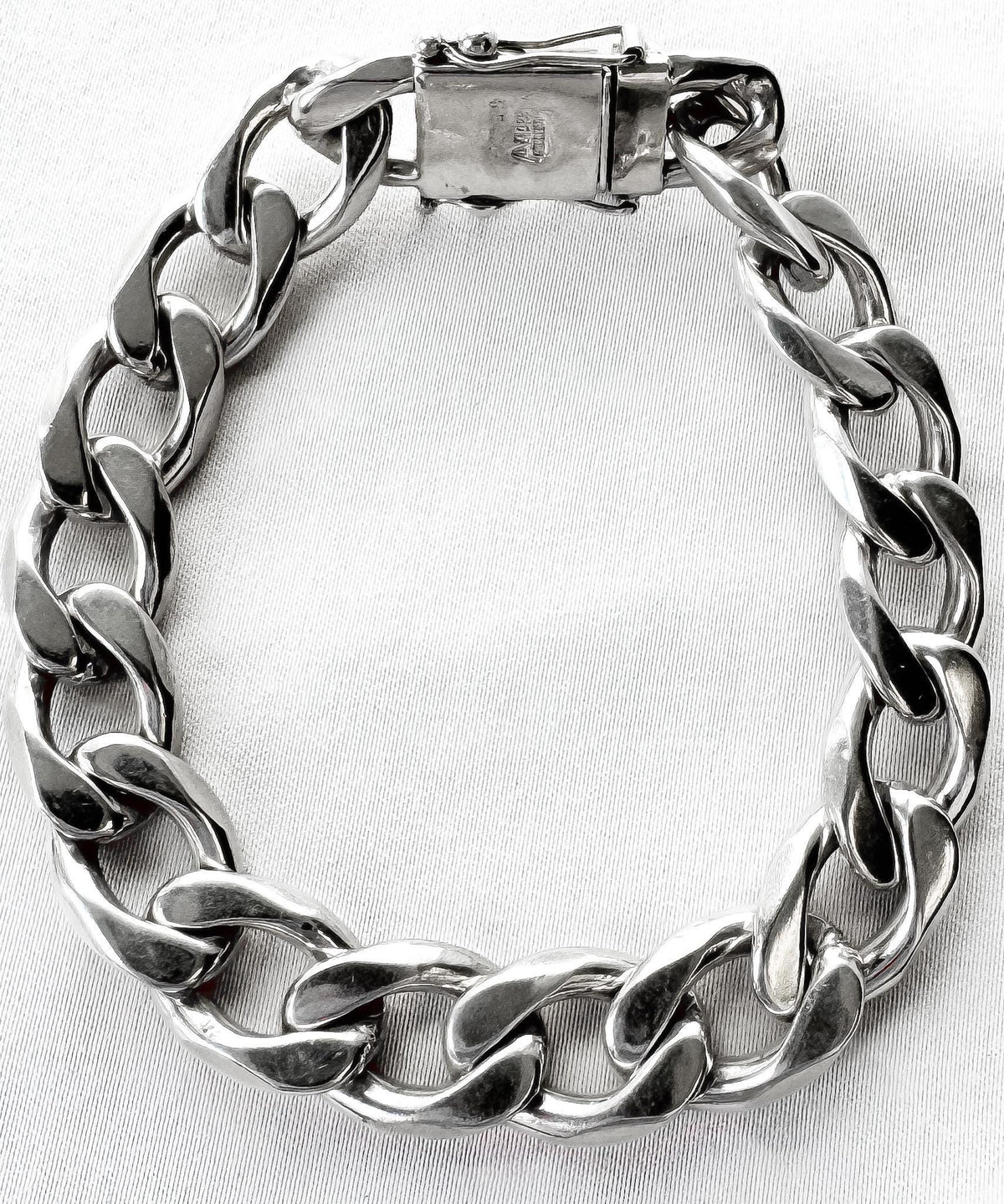 Vintage 925 Sterling Silver AC Guerrero Taxco Mexico Heavy Cuban Link Chain 9 Inch Unisex Bracelet