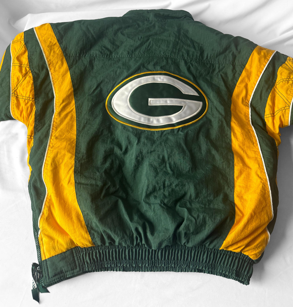 Vintage 90s Green Bay Packers Starter Striped Quarter Zip Puffer Jacket, Men's Sz. M