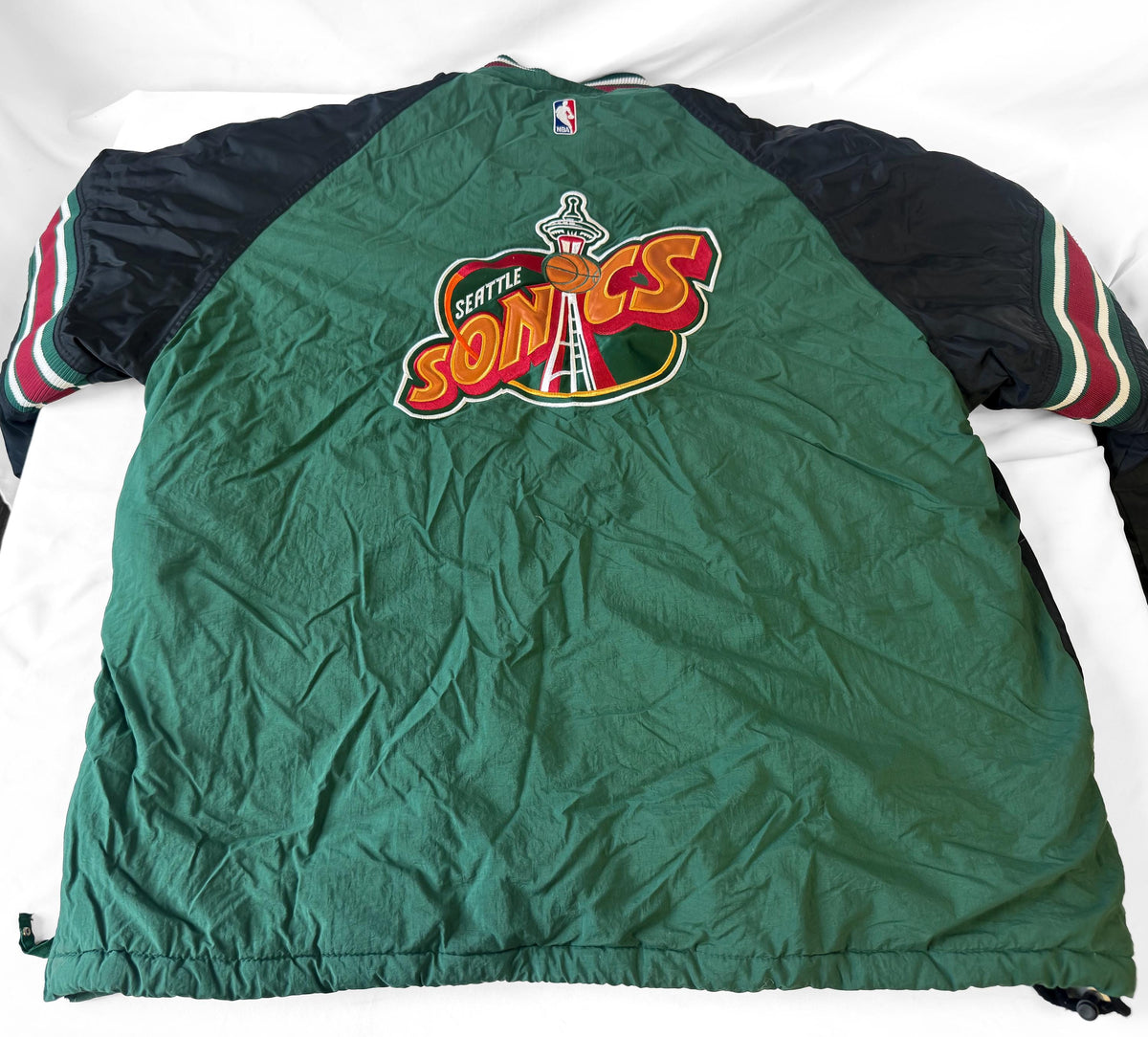 Vintage 90s Seattle SuperSonics NBA Starter Half Zip Puffer Jacket, Men's Sz. XL