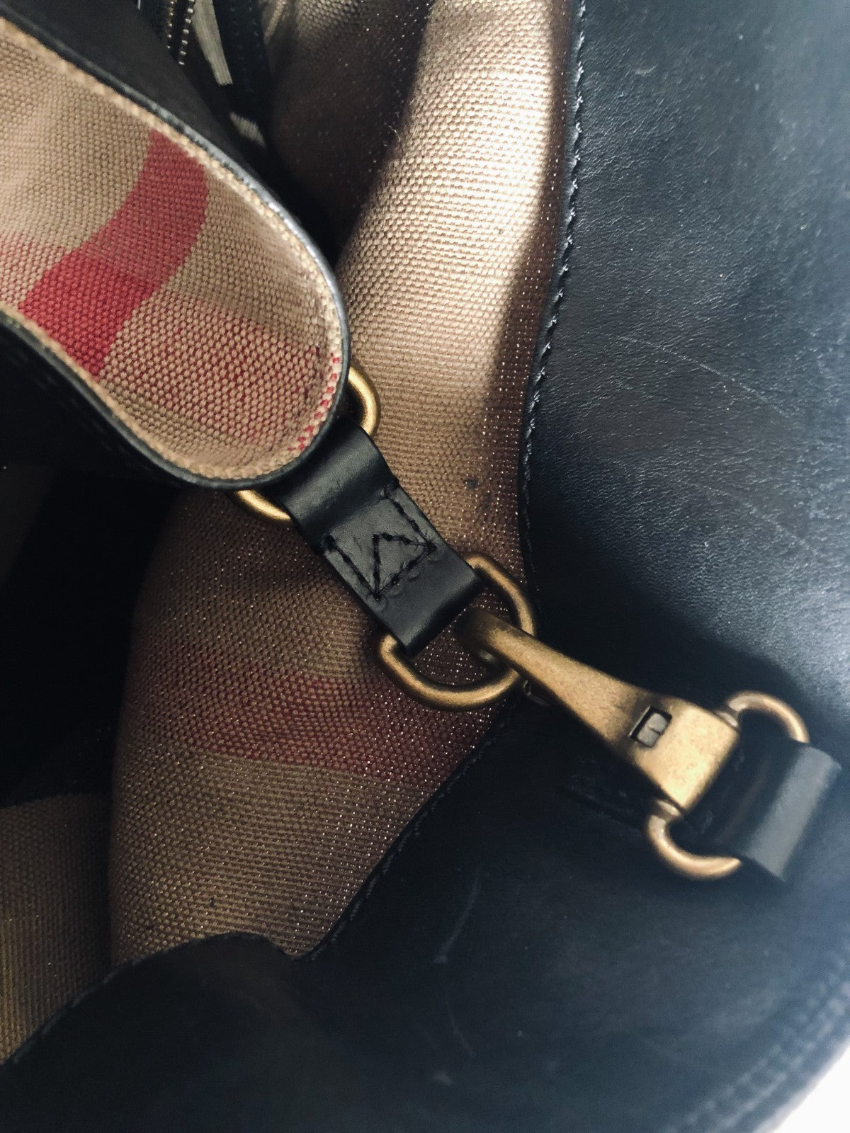 Authenticated Burberry Ashby Bucket Bag, Canvas Plaid, Detachable Pouch and Crossbody Strap