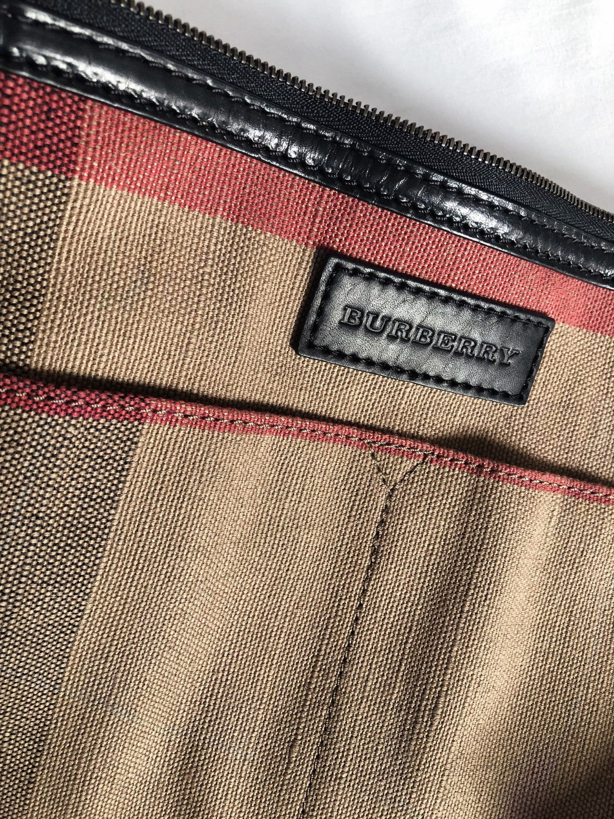 Authenticated Burberry Ashby Bucket Bag, Canvas Plaid, Detachable Pouch and Crossbody Strap
