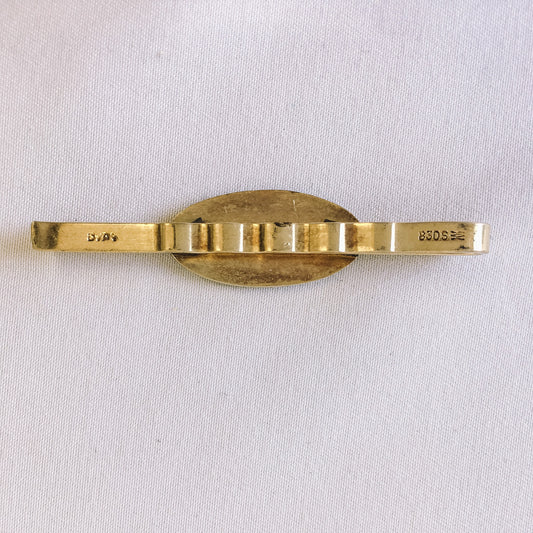 Vintage Vibrant Blue Guilloche Enamel Tie Clip, Marked D.A. 830S